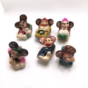 Vintage Giraffe (6) Cute Mouse Mice Terra Cotta 70’s Pencil Sharpeners